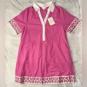 NWT! Entro Pink and White Embroidered Dress